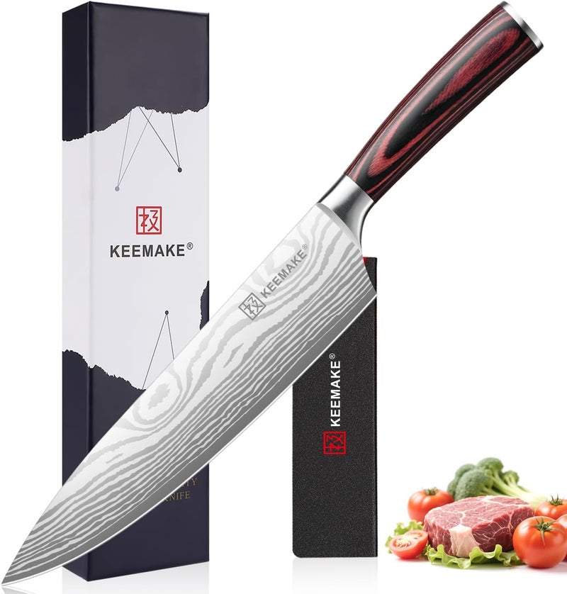 KEEMAKE Chef Knife 8 Inch - Ultra Sharp Kitchen Knife 1.4116 High Carbon Stainless Steel Blade, Ergonomic Handle, Professional Meat Knife for Home Cooking & Chefs, w/Sheath & Gift Box - Image 1